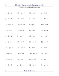 Algebra Worksheets One Step Equations