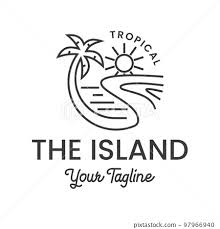 Summer Palm Tree Logo Line Art Simple