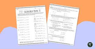 Order Up Numerical Expressions