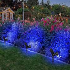 Cubilan Blue Solar Spot Lights Outdoor For Tree Patio Yard Driveway Pool Area Blue 2 Pack
