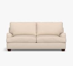 Pb English Arm Upholstered Sleeper Sofa With Memory Foam Mattress Polyester Wrapped Cushions Performance Midland Tweed Oatmeal Pottery Barn