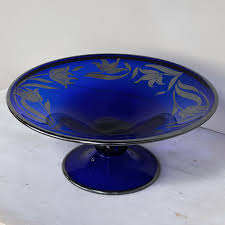 Art Nouveau Silver Overlaid Cobalt Blue