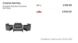 4 Seater Rattan Furniture Set Grey