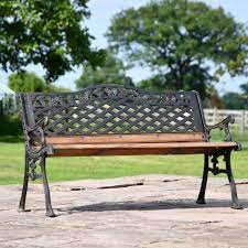 Rose Lattice Cast Iron Garden Bench