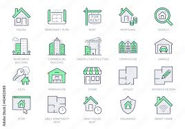 Real Estate Line Icons Vector