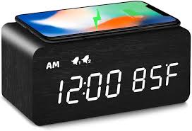 Digital Wooden Alarm Clock With