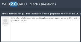 Find A Formula For Quadratic Function