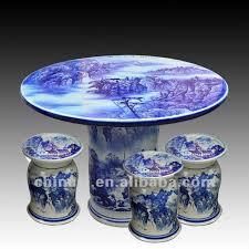 White Ceramic Garden Stool Table Set