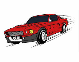 Desenho De Mustang Retrô Pintado E