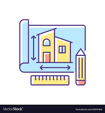 Building Plan Rgb Color Icon Royalty