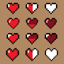 Vector Heart Icon Set Pixel Game