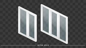 Set Of White Metal Plastic Windows With