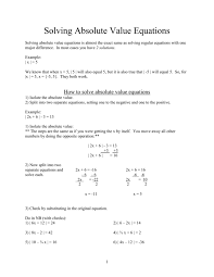 Alg1 Notes Solving Absolute Value