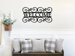 Sign Welcome Metal Wall Decor Scroll