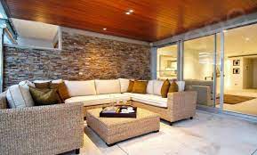 Stacked Stone Veneer Feature Wall