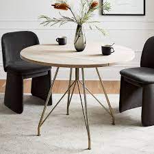 Jules Expandable Dining Table Round 42 Walnut West Elm