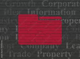 Painted Red Folder Icon On Black Brick