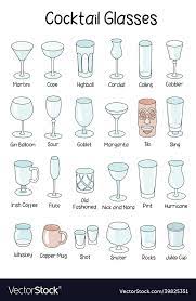 Bar Cocktail Glassware Colored Vector Image