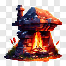 Stone Fireplace With Chimney Png