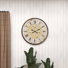 Decmode Wood And Metal Romanian Wall Clock 32 Diam In Size 33 2 L X 32 2 W X 2 5 H Beige