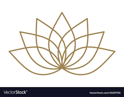 Lotus Icon Golden Line Vintage Flower