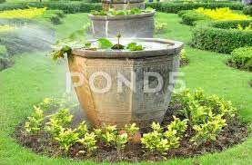 Big Chinese Plant Pots In Public Garden