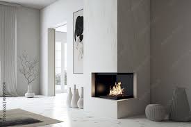 Interior Of A Contemporary Fireplace In
