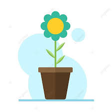 Green Flower In Pot Vector Icon For