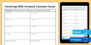 Factoring With Greatest Common Factor