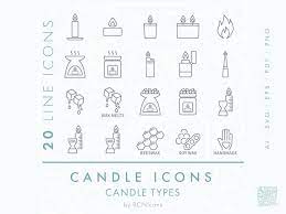 Candle Types Symbols Line Icon Set Svg