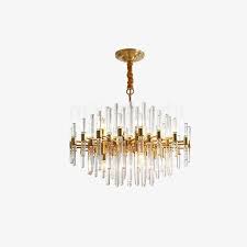 Brass Chandelier With Clear Glass Rods