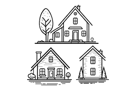 House Icon Outline Style Home Line Art