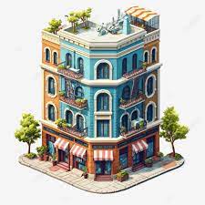 Isometric Building In Retro Style