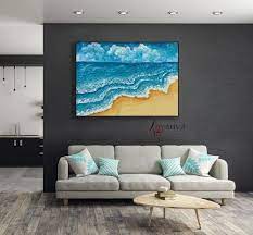 Modern Abstract Acrylic Beach Canvas