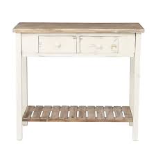 Distressed White And Wood 2 Drawer 1 Shelf Console And Entry Table