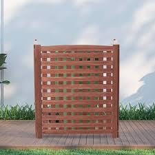 38 5 In Brown Cedar Outdoor Garden Fence 3 Panels Privacy Fence Screen To Hide Air Conditioner Fence Trash Enclosure