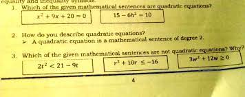 Describe Quadratic Equations