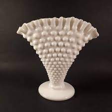 Vintage Hobnail Fenton Milk Glass Fan