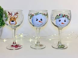 Cute Winter Stemmed Wine Glasses