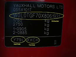 Vauxhall Paint Codes Car Touch Up