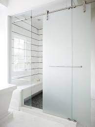 Frosted Glass Shower Door On Rails