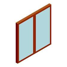 Double Glass Door Icon Cartoon