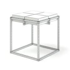 Wood And Metal Square Coffee Table 3d