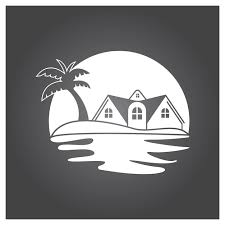 Minimalist Icon Sunset Beach House Logo