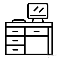 Pc Table Icon Outline Pc Table Vector