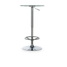 Nelson 3 Piece Round Glass Top Adjustable Chrome Base With Adjustable White Faux Leather Barstool Bar Table Set