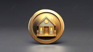 3d Rendered Golden House Icon Front
