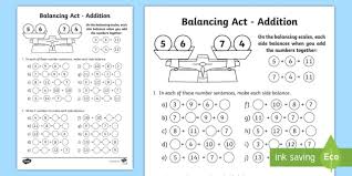 Ks1 Balancing Act Addition Worksheet