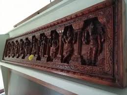 Wooden Wall Panel Hand Carved Perumal