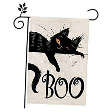 Boo Black Cat Garden Flag